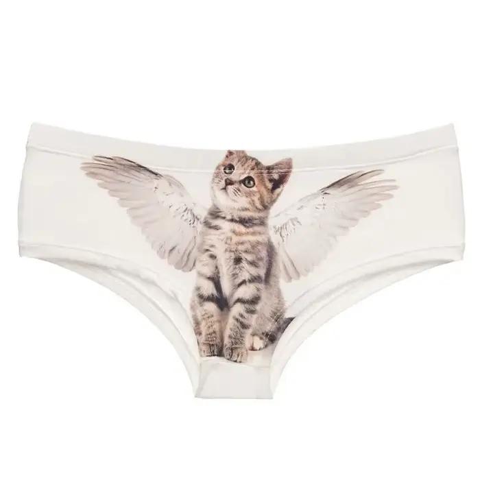 Femmes culottes impression 3D culottes sans couture femmes sous-vêtements ange chat dessin animé imprimé belle Push Up slips Lingerie string pour femme