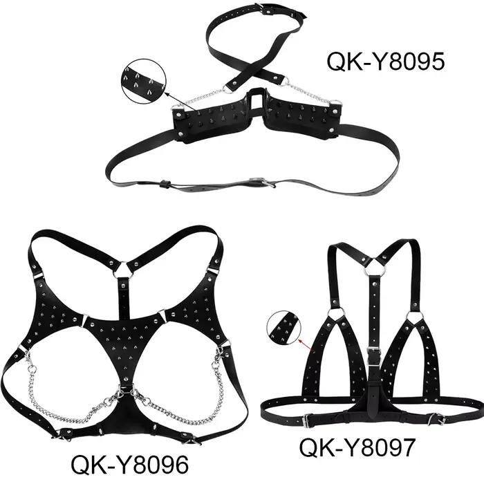 LICKER – soutien-gorge en cuir réglable avec reliure de poitrine à pointes, contraintes de poitrine, Stimulation du mamelon, Bondage corporel, jouets sexuels BDSM pour femmes