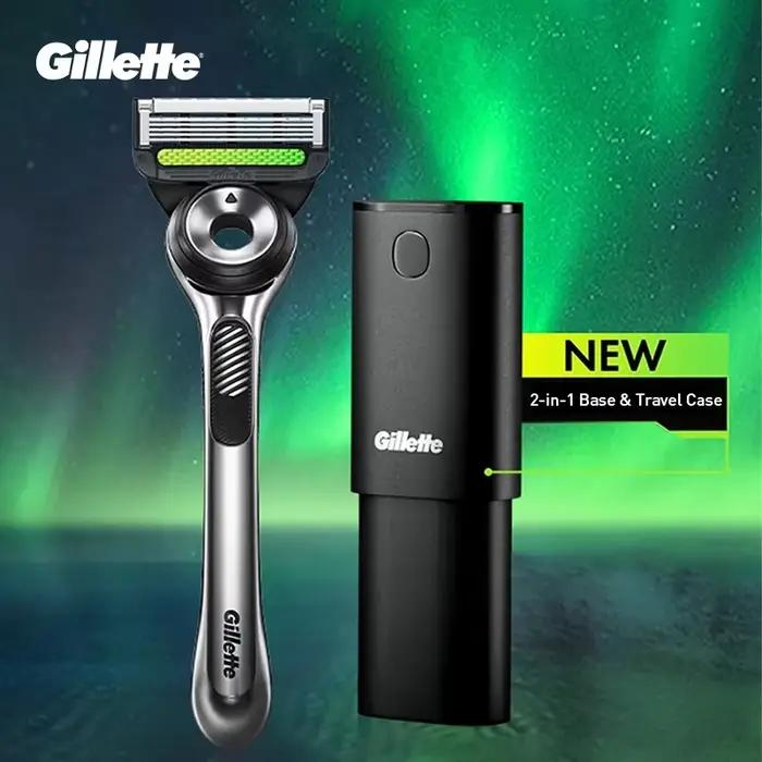 Rasoir Gillette Labs à 5 lames nanométriques, barre exfoliante, rasoir manuel pour homme avec tondeuse de précision, support vertical de rangement