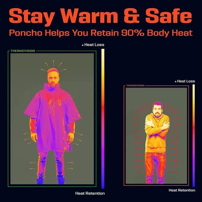 Poncho de pluie d'urgence, couverture thermique, résistant aux intempéries, équipement de Camping de survie en plein air, Gadgets de survie
