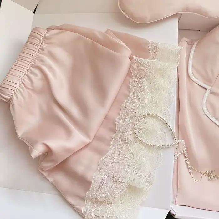 Pyjama d'été en soie glacée pour femmes, Simple, Ins, haute valeur, doux, manches courtes, vêtements de maison, nouvelle collection