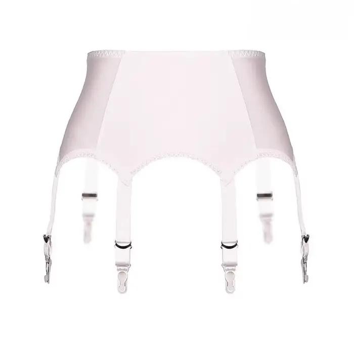 Porte-jarretelles gothique en Satin lisse pour femmes, noir/blanc, avec Six sangles pour bas hauts de cuisse, Lingerie exotique, Clubwear