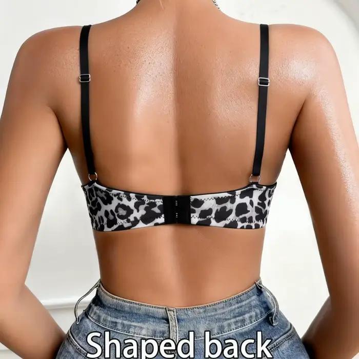 Soutien-gorge imprimé léopard sexy pour femmes, push-up, anti-affaissement, sans armatures, une pièce, pour petites poitrines occasions spéciales