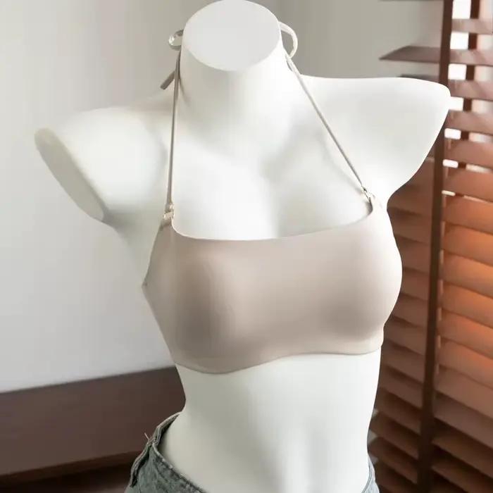 Soutien-gorge Halter sans couture et sans dos pour femme, sans armatures, push-up, anti-affaissement, doux et confortable, pour usage quotidien, maison ou bureau, tailles S M L XL
