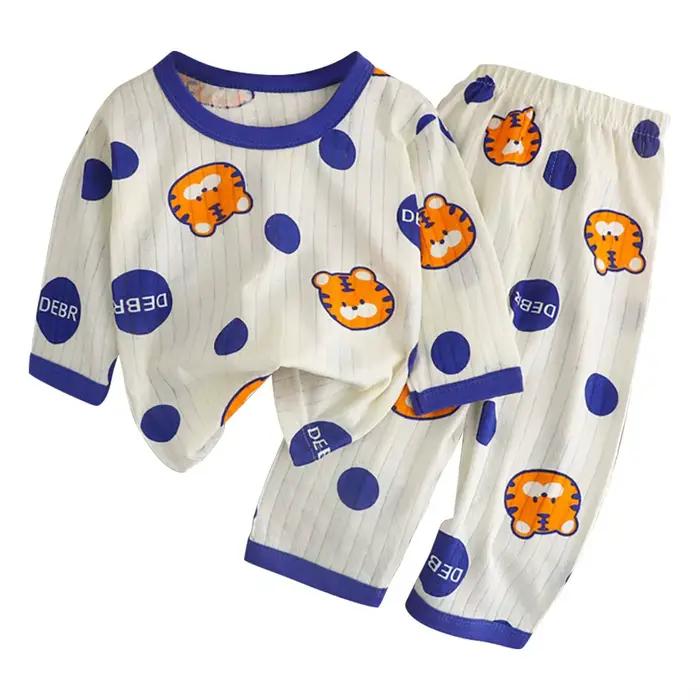 Vêtements de maison décontractés pour enfants, pyjama fin, costume de dessin animé, hauts + pantalons, ensemble 2 pièces, vêtements de nuit mignons pour bébés garçons et filles, printemps et été