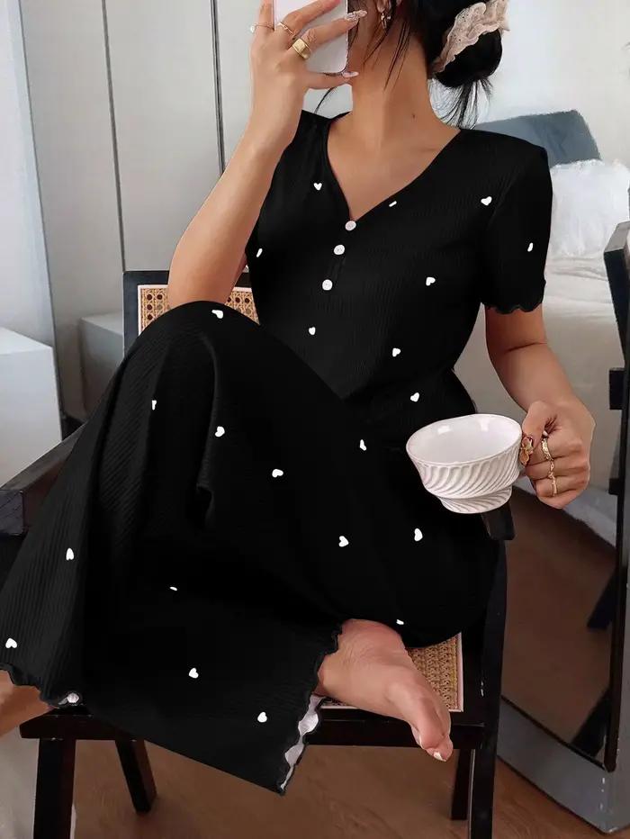 Ensembles assortis pour femmes, vêtements de nuit pour femmes, pyjama pour femmes, ensemble de pyjama à manches courtes, ensemble 2 pièces, tenue de maison pour femmes, pyjamas femmes