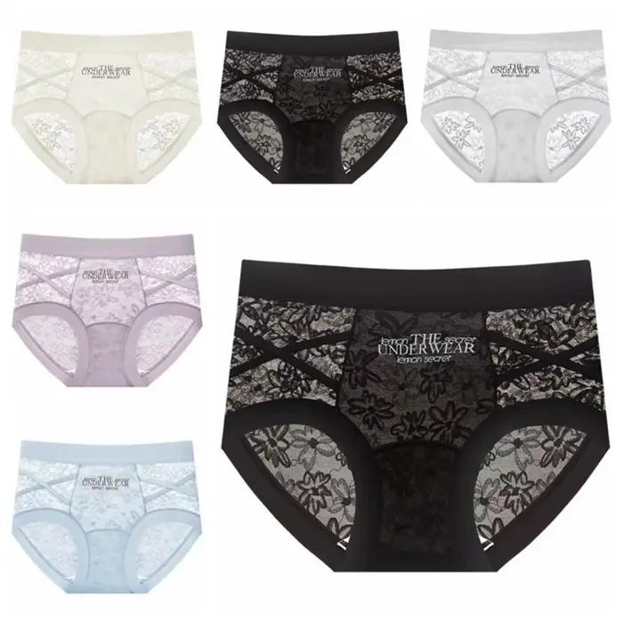Culottes en dentelle style français, transparentes, patchwork, en satin de soie, taille basse, en maille, sous-vêtements pour femmes, cadeaux
