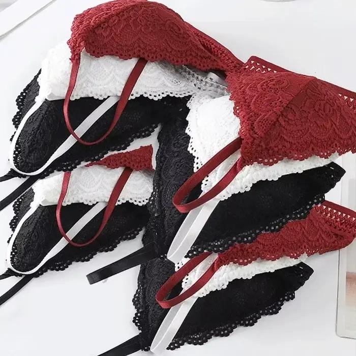 Soutien-gorge en dentelle blanche de style français pour femme, coupe ajustée, spécial petites poitrines et poitrines plates, bonnet AA triangulaire, idéal pour l'été