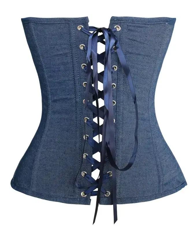 Caudatus nouvelle mode sexy denim corset style vintage victorien bustier sans bretelles corset overbust lingerie haut vêtements korsett
