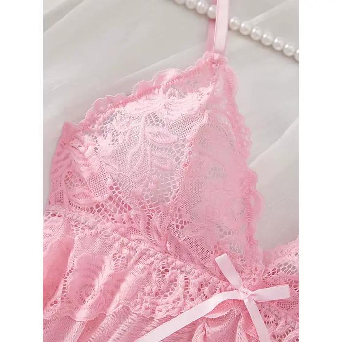 Costume à bretelles d'été, chemise de nuit Ultra-fine, ensemble string en dentelle, pyjama Sexy pour femmes, Lingerie, robe de nuit chaude, vêtements de nuit confortables