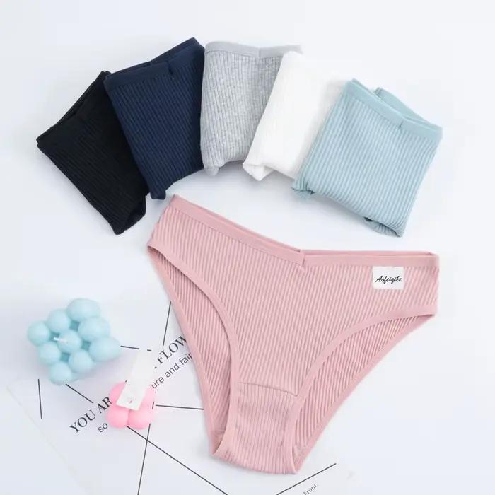 Dámské sexy bavlněné kalhotky, pohodlné spodní prádlo, pevná lingerie, 6 kusů