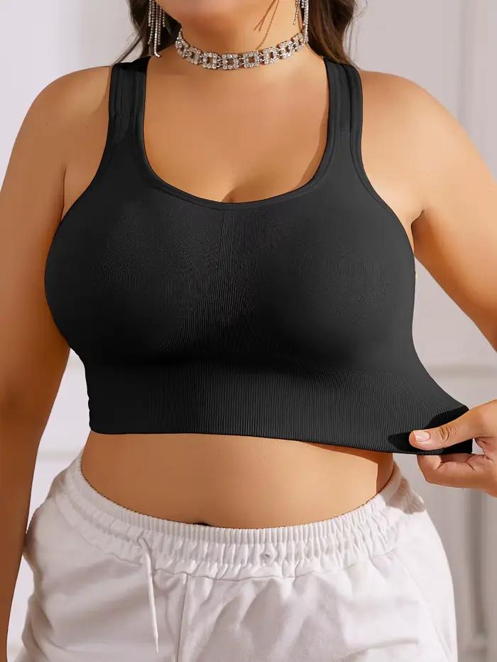 Soutien-gorge de sport pour femmes grandes tailles avec bretelles croisées et rembourrage, push-up, confortable, haute élasticité, respirant, doux pour la peau