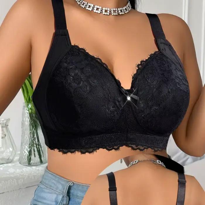 Soutien-gorge push-up plongeant 110F pour femmes à forte poitrine, soutien-gorge grande taille en dentelle brodée avec soutien latéral, minimise les bourrons et rehausse la silhouette