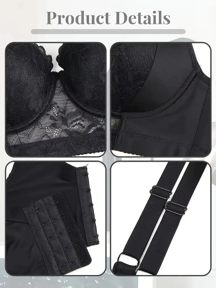 Soutien-gorge pliable en dentelle pour femme, style européen élégant - confortable et respirant, bretelles réglables avec support en anneau métallique