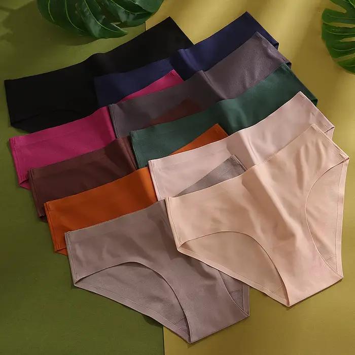 Culotte sexy sans couture pour femme, sous-vêtement féminin, couleur unie, slip respirant, taille basse, lingerie douce