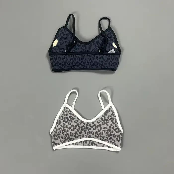 HISTELLO Soutien-gorge de sport pour femme, imprimé léopard, rembourré, sans couture, côtelé, pour yoga, fitness, entraînement, respirant, séchage rapide, vêtements de sport pour la gym