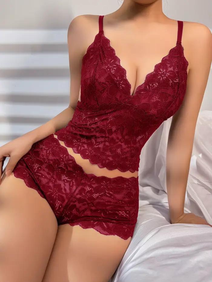 Ensemble de lingerie sexy en dentelle florale transparente pour femme, soutien-gorge sans armatures et sans rembourrage, culotte, sous-vêtements romantiques et confortables, cadeau pour les sorties qu