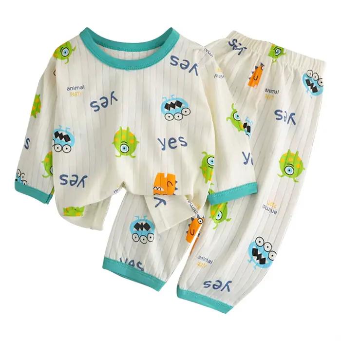 Vêtements de maison décontractés pour enfants, pyjama fin, costume de dessin animé, hauts + pantalons, ensemble 2 pièces, vêtements de nuit mignons pour bébés garçons et filles, printemps et été