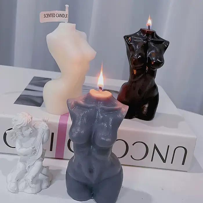 Bougie parfumée en forme de torse féminin pour la décoration de la maison – Bougie artistique en cire de soja en forme de corps, mini figurine de 10 cm, cadeau