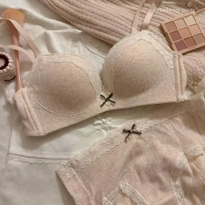 Ensemble de soutien-gorge en dentelle florale pour adolescents, Sexy, confortable, sans armatures en acier, Design de beauté au dos, petits seins froncés, Support Anti-Saggi