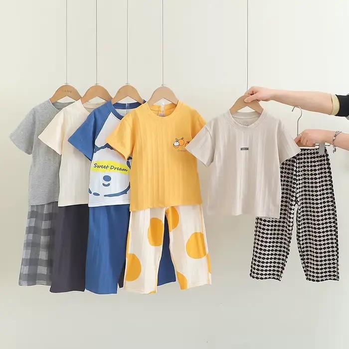 Ensembles de pyjamas pour garçons 4 à 5 6 7 8 9 10 11 12 13 14 16 ans coton doux à manches courtes ensemble de pyjamas pour tout-petits pyjamas d'astronaute bleu