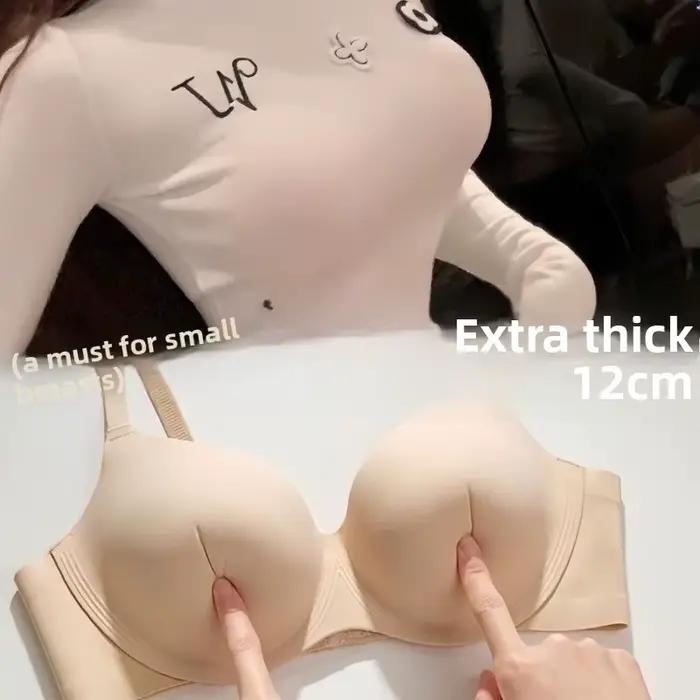 Soutiens-gorge A Cup pour petites poitrines - Body gainant push-up 12 cm à bonnets ronds, sans couture, couleur chair, sous-vêtement type T-shirt