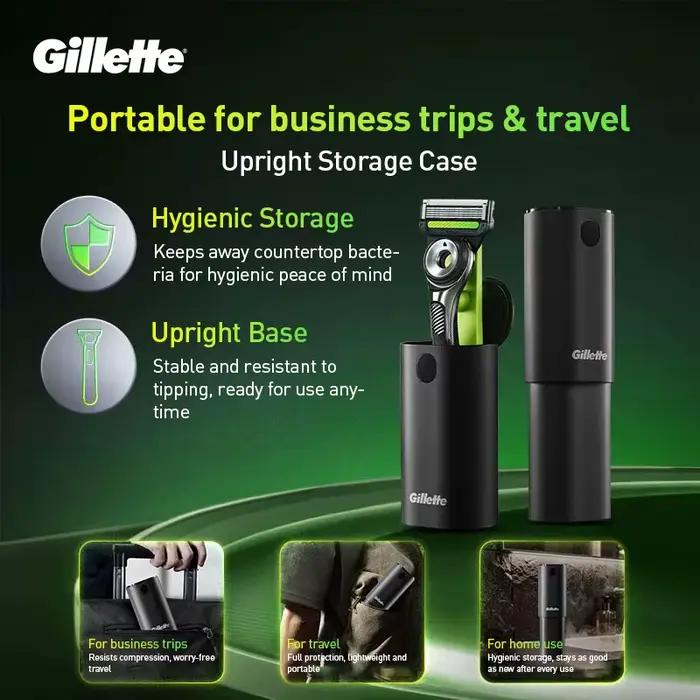 Rasoir Gillette Labs à 5 Lames Nanoscalaires, Barre Exfoliante, Tondeuse de Précision avec Poignée Antidérapante, Support Vertical, Étui
