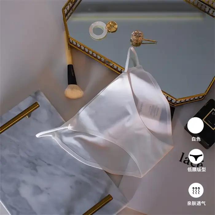 Culotte Sexy à ceinture fine pour femmes, sous-vêtements brésiliens sans couture, slips confortables pour filles, Lingerie en soie glacée