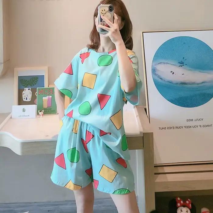 Pyjama Sin Chan pour femmes, vêtements de nuit d'été avec short, ensemble pyjama, vêtements de maison pour femmes, pyjamas Sinchan 2021