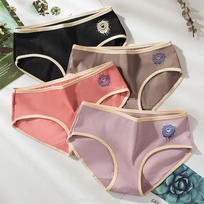 Culotte en coton taille moyenne pour femme, sous-vêtement décontracté et respirant, couleur unie, 2021