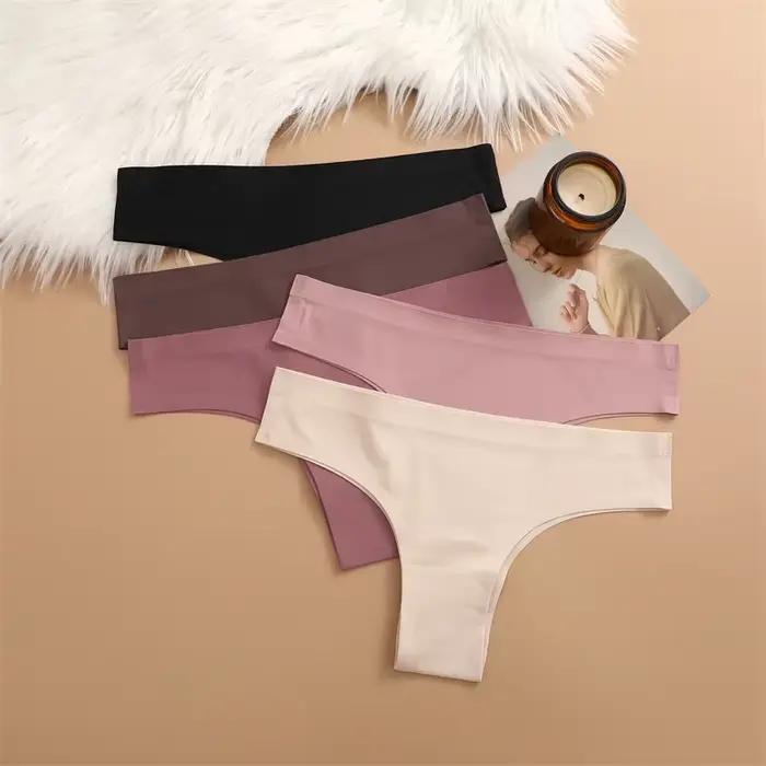 5 pièces Sexy sans couture culotte brésilienne pour femmes string femme taille basse couleur unie slips confortable Invisible string culotte