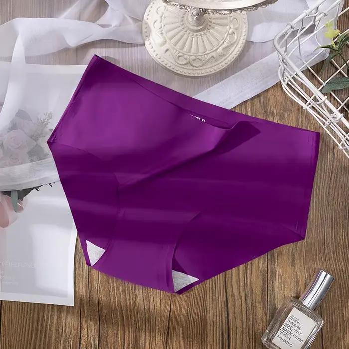 3 pièces grande taille sous-vêtements femmes culottes glace soie couleur unie dames sans couture sous-vêtements filles slips souffle Sexy Lingerie femme
