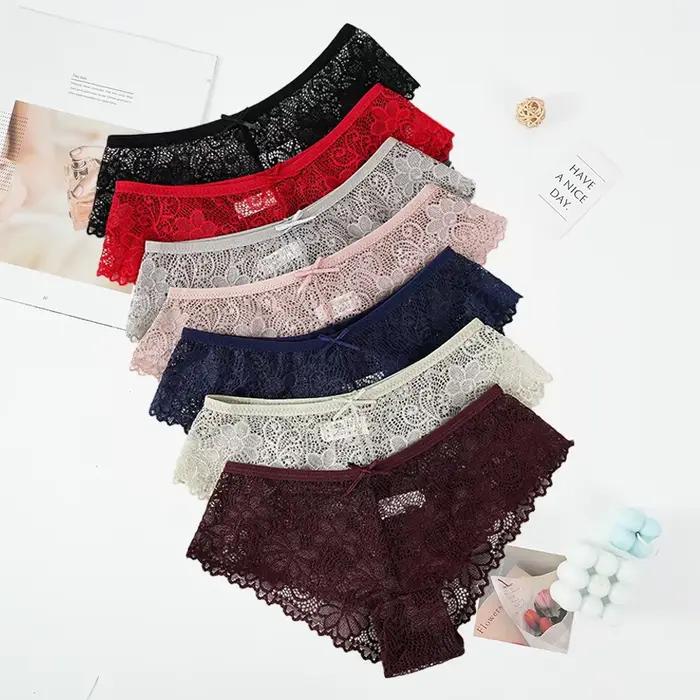 Culotte Sexy en Dentelle pour Femme, Sous-Vêtement Doux et Respirant, Transparent, Confortable
