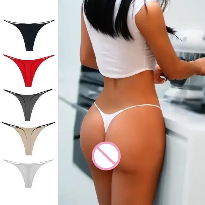 Femmes Sexy taille basse sous-vêtements en string couleur Pure respirant sans couture String mince dentelle String culottes slips Lingerie intime