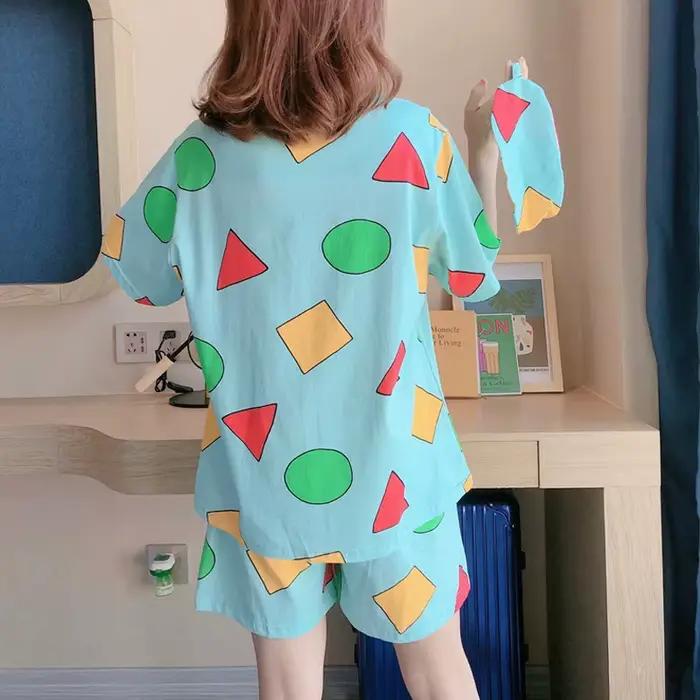 Pyjama Sin Chan pour femmes, vêtements de nuit d'été avec short, ensemble pyjama, vêtements de maison pour femmes, pyjamas Sinchan 2021