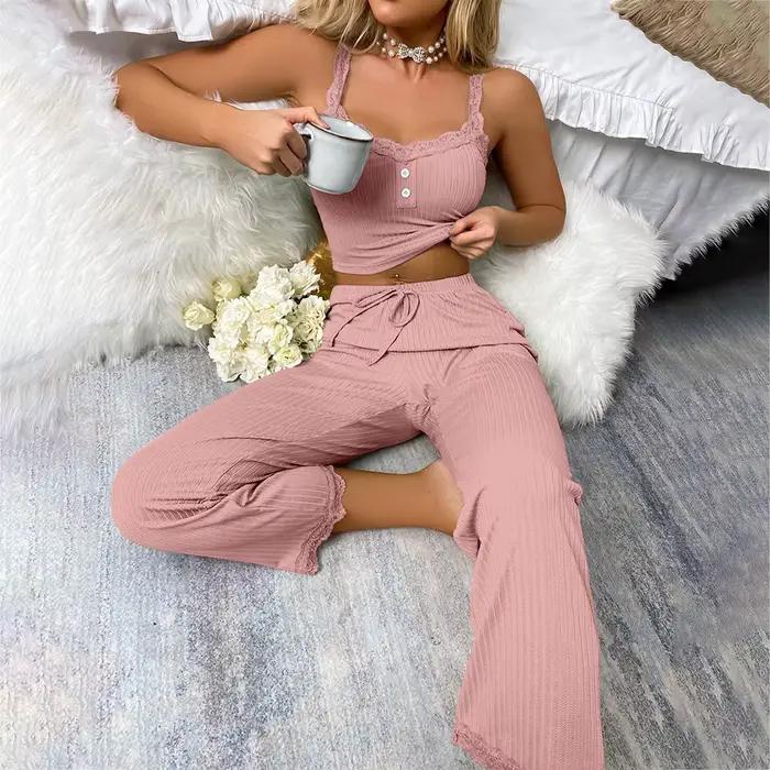 Femmes pyjama ensembles Pijama Pyjamas femme automne ensemble Sexy femmes vêtements de nuit pour dormir femmes pantalons sommeil salon sous-vêtements