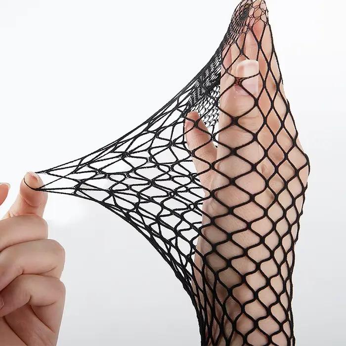 Femmes chaudes longues Sexy évider résille bas collants noir taille haute bas collants culotte résille Lingerie de haute qualité