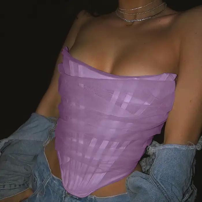 NHKDS .co.jp-Corset Sexy pour Femme, Bustier Court et Désossé, Streetwear