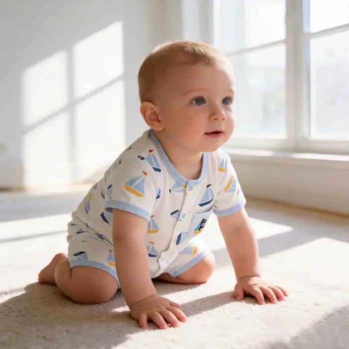 Combinaison pour bébé garçon de 0 à 1 an, vêtements fins en coton pur pour climatisation, vêtements d'été à manches courtes pour nouveau-né