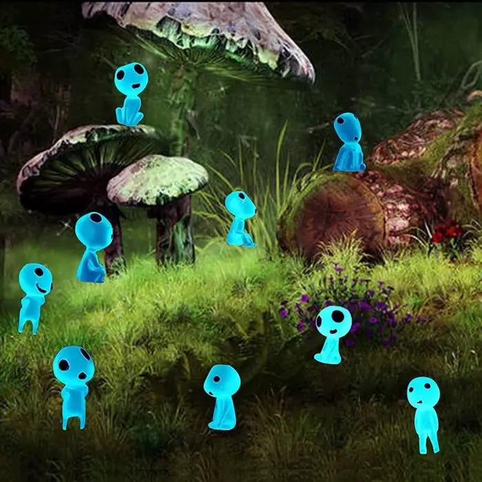 Veilleuse magique en résine, 10 pièces, figurines féeriques de jardin Noctilucent, décor de paysage Miniature, accessoires d'extérieur pour la maison