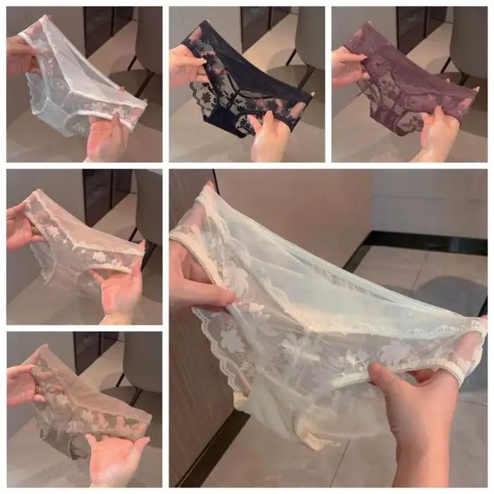 Culottes en dentelle transparente à fleurs, respirantes, taille basse, style français, pour femme