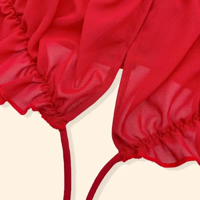 Červená volánková podprsenka na Vánoce a Silvestr, sexy módní prádlo