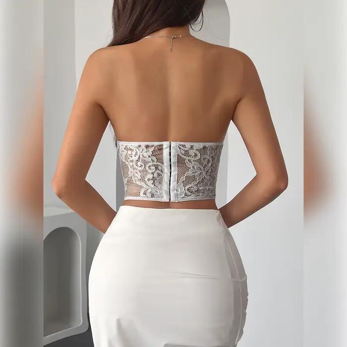 Corset Sexy hauts sans bretelles dentelle maille gilet coupe ajustée Boby Shaper Camisole dames Bustier 2025 été mode femmes vêtements Corsets