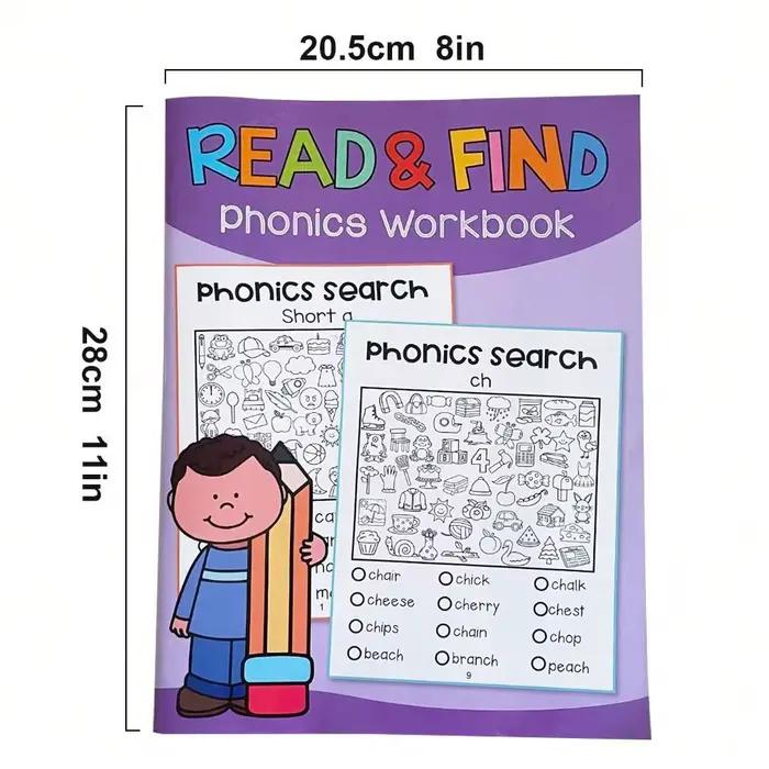 Lecture et trouver un cahier d'exercices de phonétique, apprentissage préscolaire et maternelle, outils pédagogiques pour enseignant d'anglais, pratique de la phonétique Montessori