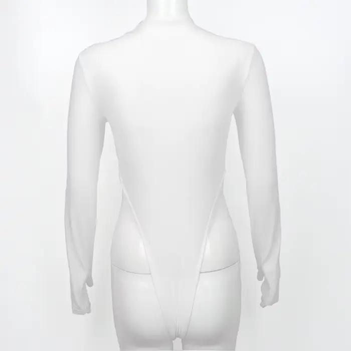 Bodysuits de printemps pour femmes, manches longues, slim, sexy, style Y2k, col mi-haut, vêtements de discothèque, mode féminine, combinaison Qx36