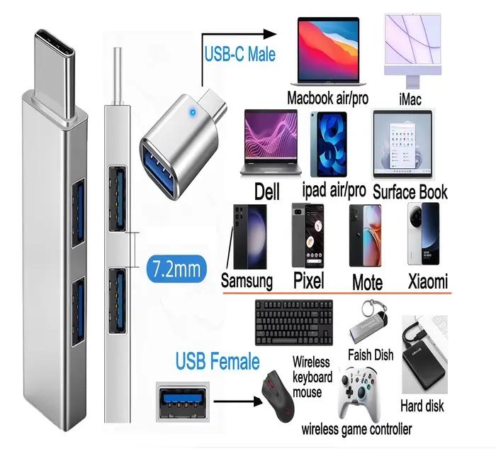 Lot de 5 adaptateurs USB et concentrateurs U-SB, adaptateur OTG (adaptateur USBC vers U-SB, adaptateur USBA vers USB-C, concentrateur USB 3.0), US-B C
