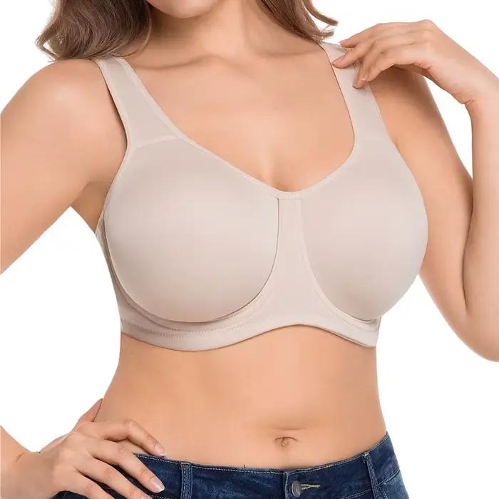 80EF-100CDEF Soutien-gorge sans coutures à armatures, bonnet complet, bretelles larges, effet lissant latéral, légèrement rembourré, confortable, minimaliste pour femme