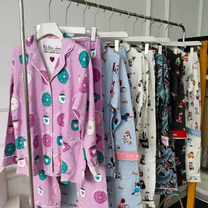 Pyjama assorti 2 pièces ensemble femmes Pj ensembles femmes 2 pièces ensemble tenue 100% coton pyjamas pour femmes ensemble de vêtements de détente vêtements de nuit amples