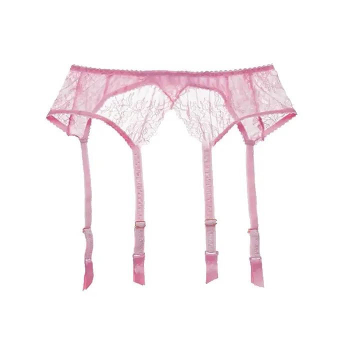 Porte-jarretelles en dentelle pour femmes, sous-vêtements en maille transparente, ceinture réglable à double boutonnage pour bas, lingerie sexy