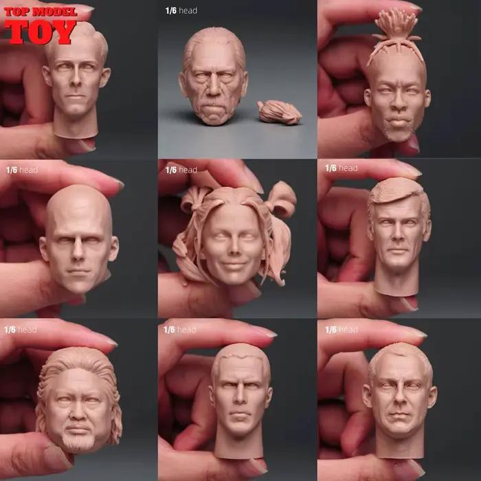 Sculpture de tête non peinte, Henry Cavill Mark Wahlberg Hugh Jackman, adaptée à une figurine de soldat masculin et féminin de 12 pouces, poupées corporelles, en Stock, 1/6